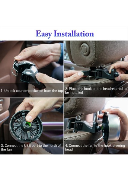 Araba Koltuk Fanı LED Renkli Işıklarla Arka Koltuklu Araba Soğutma Fanı Için Mini USB Araba Fanı Ayarlanabilir Klip Elektrik Fanı (Yurt Dışından) fırsatları