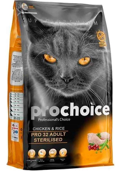 Pro32 Tavuklu Pirinçli Kısırlaştırılmış Kedi Maması 2 Kg modelleri