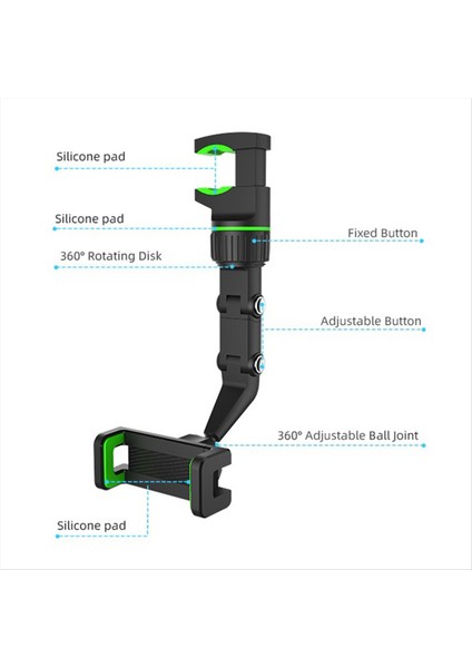 2pcs Dönen Tutamak Cep Telefonu Tutucu Araba Cep Telefonu Tutucu Masaüstü Tutucu Dikiz Ayna Cep Telefonu Tutucu (Yurt Dışından)