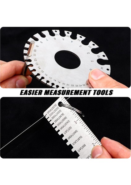 2 Set Metal Sac Kalınlık Ölçer, Yuvarlak Çift Taraflı Tel Ölçer Ölçüm Aleti, Paslanmaz Çelik Kaynak Ölçer Seti (Yurt Dışından) fırsatları