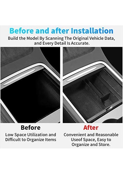 6pcs Center Console Organizer Tepsisi 2021 Tesla Model 3/y Koltuk Emri Cubby Çekmece Saklama Kutusu Aksesuarları (Flock) (Yurt Dışından) modelleri