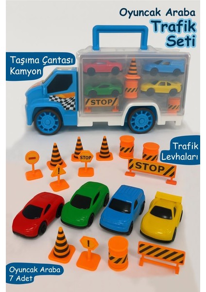 Taşıma Çantalı Plastik Oyuncak Araba Trafik Seti