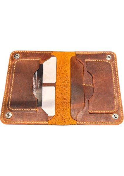 Linda El Yapımı Hakiki Gerçek Deri Pasaport Kılıfı Cüzdan Kartlık Kadın Erkek