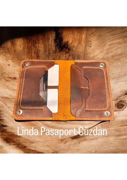 Linda El Yapımı Hakiki Gerçek Deri Pasaport Kılıfı Cüzdan Kartlık Kadın Erkek fiyatları