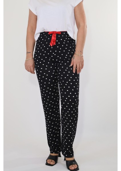 Siyah Pijama Tek Alt Beyaz-Kalpli