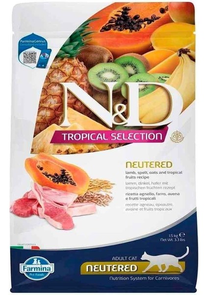 ND Kısır Kedi Maması Tropical Meyveli Kuzu Etli 1,5 Kg fiyatları