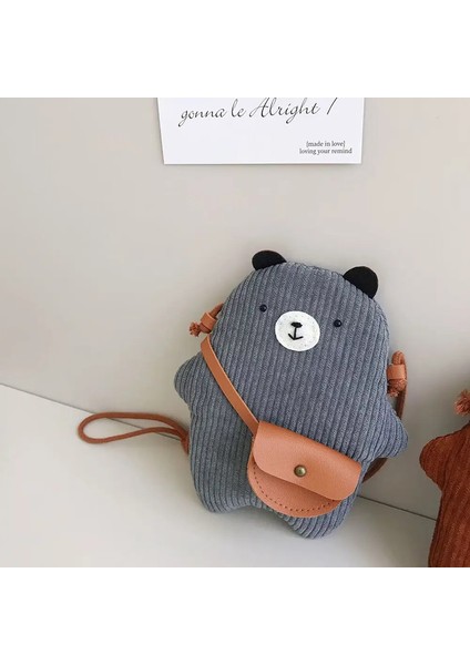 Çocuklar Sevimli Çanta Kızlar Kadife Ayı Messenger Çanta Çocuklar Sonbahar Tek Omuz Bagcolor: Gri (Yurt Dışından)