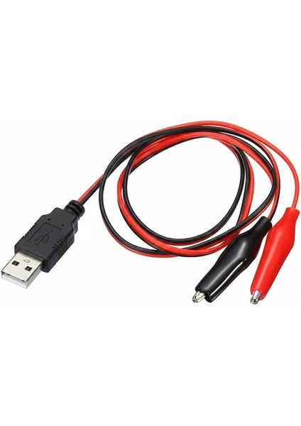 PM-28657 USB Erkek - Küçük Krokodil Uçlu 5V 2A Test Kablosu 60 cm