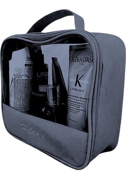 Şeffaf Panelli Makyaj Çantası Makyaj Malzemeleri Düzenleyici 22X20 cm