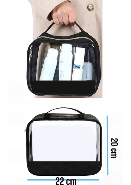 Şeffaf Panelli Makyaj Çantası Makyaj Malzemeleri Düzenleyici 22X20 cm fiyatları