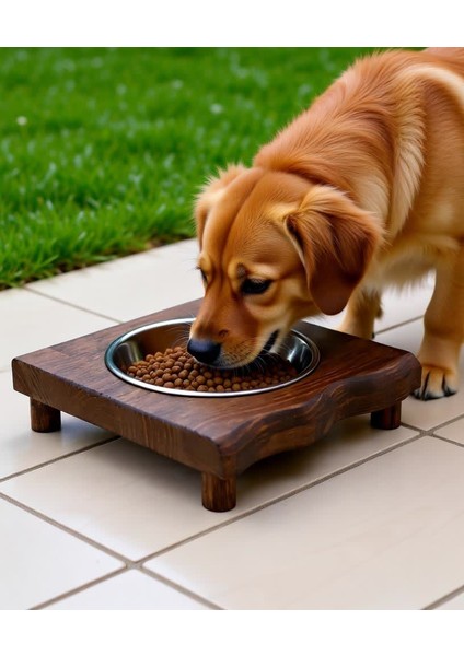 Doğal Masif Ahşap Tekli Kedi Köpek Mama Kabı Su Tası Standı Pet Shop modelleri
