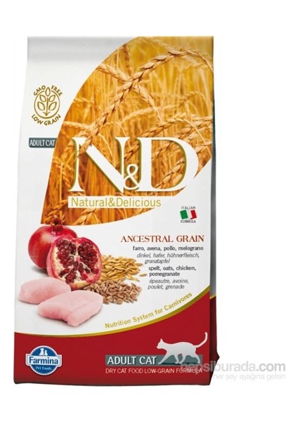 ND Düşük Tahıllı Tavuklu ve Narlı Kedi Maması 1,5 Kg