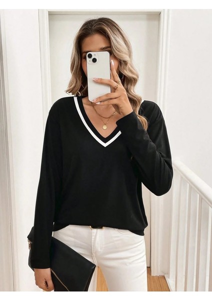 Kadın Uzun Kollu V Yakalı Viskon Iki Iplik Bluz fiyatları