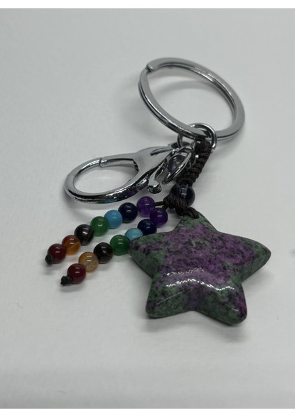 Anyolit Doğaltaş Anahtarlık Charm Yıldız fiyatları