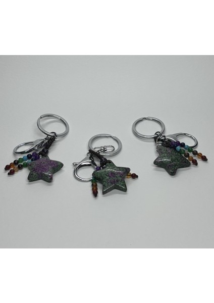 Anyolit Doğaltaş Anahtarlık Charm Yıldız modelleri