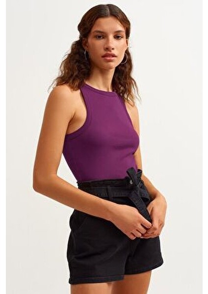 Kadın 3'lü Paket Fitilli Halter Yaka Örme Atlet %95 Pamuk %5 Lycra