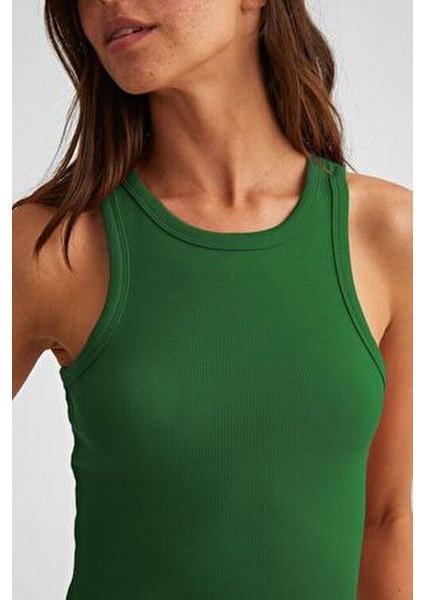 Kadın 3'lü Paket Fitilli Halter Yaka Örme Atlet %95 Pamuk %5 Lycra