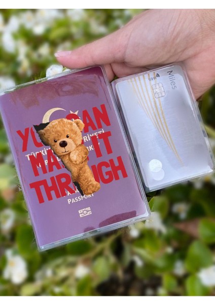 Ayıcık Desenli Universal Şeffaf Pasaport Kılıfı Model Tüm Ülke Pasaportlarına Uygun