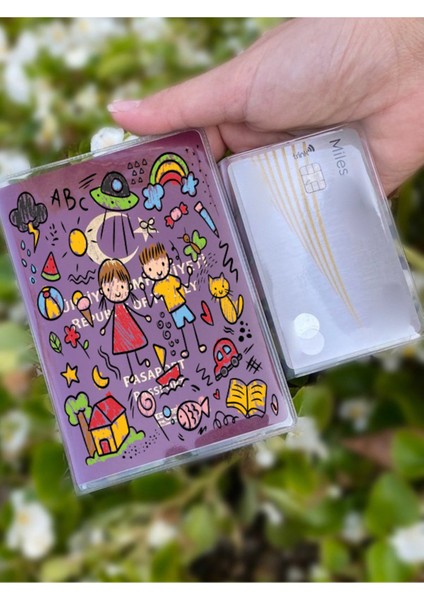 Çocuk Karalama Desenli Universal Şeffaf Pasaport Kılıfı Model Tüm Ülke Pasaportlarına Uygun