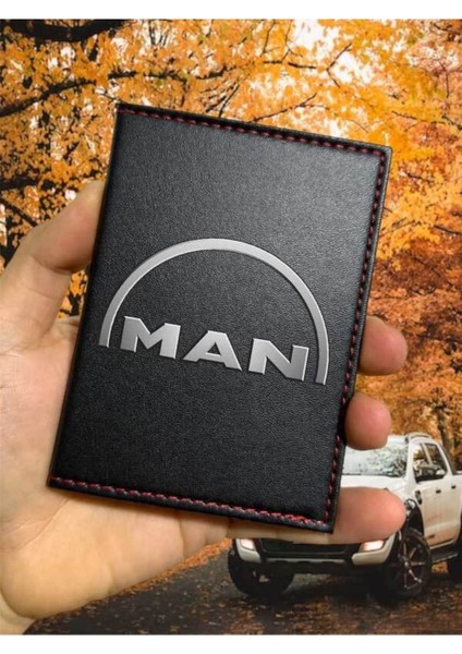 Man Logolu Ticari Kamyon Van Minivan Ruhsat Kabı Oto Ruhsat Kılıfı Deri Dikişli Koruyucu
