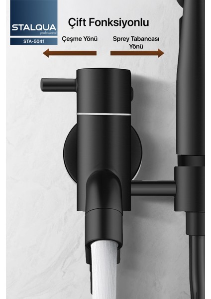 STA-5041 Banyo Alaturka Tuvalet Taharet Musluğu Spiralli Bide Özel Temizlik 7 Yıl Garantili Siyah, 304 Çelik modelleri