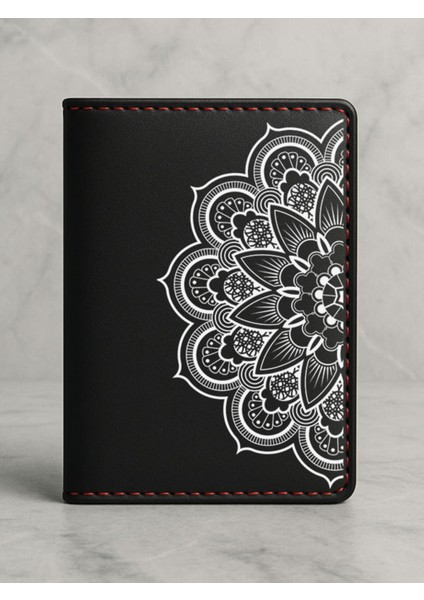 Ruhsat Koruyucu Baskılı Kart Bölmeli Siyah Vinlex Deri Ruhsat Kabı Kılıfı Zmandala