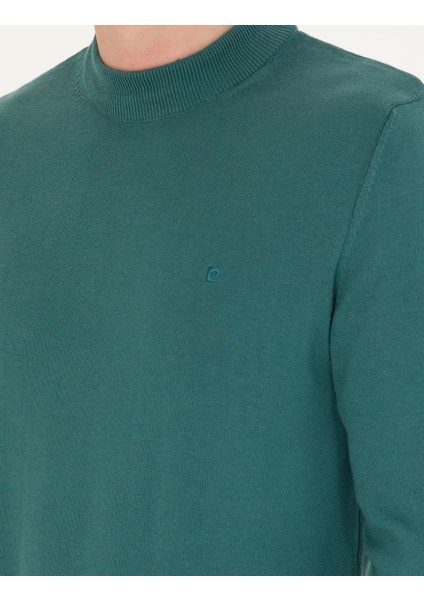 Erkek Yeşil Slim Fit Çeyrek Yaka Basic Triko Kazak 50276158-VR054