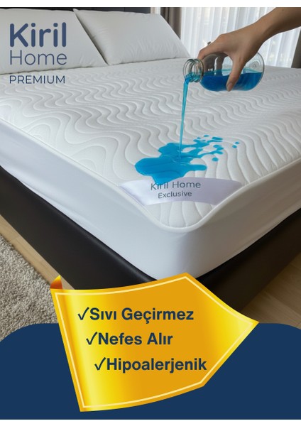 Premium %100 Pamuk Yüzeyli Sıvı Geçirmez Fitted Full Kenar Lastikli Yatak Alezi