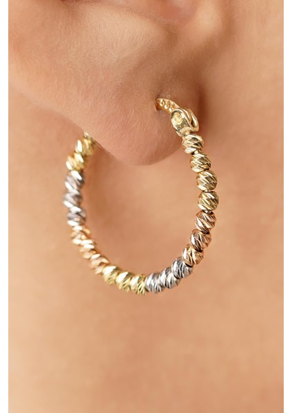 14 Ayar Altın Renkli Dorika Halka Küpe fiyatları