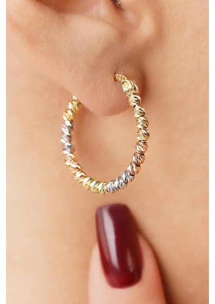 14 Ayar Altın Renkli Dorika Halka Küpe modelleri