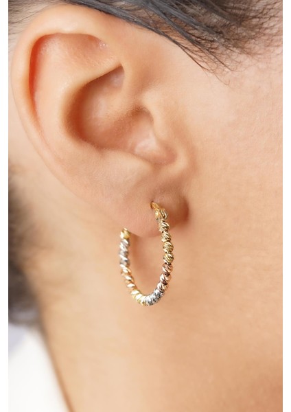 14 Ayar Altın Renkli Dorika Halka Küpe fırsatları