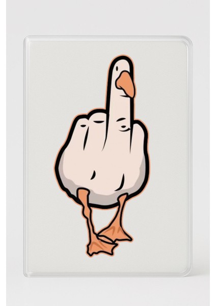 Şeffaf Pasaport Kılıfı Kalın Mikron Kart Bölmeli Desenli Pasaport Kabı - Duck