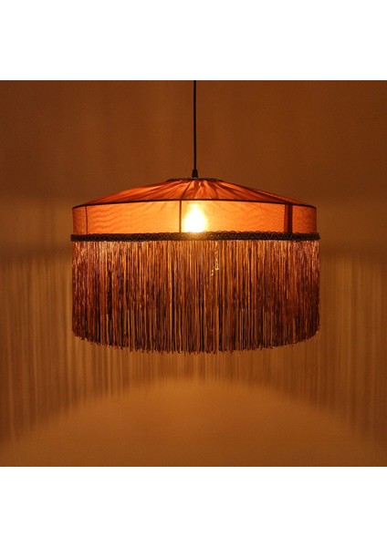 Mylamp Şanzelize Püsküllü Gül Kurusu Kumaş Avize 50X 35 cm indirimleri