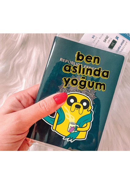Tüm Ülke Pasaportları ile Uyumlu Şeffaf Pvc Baskılı Cepli Pasaport Kılıfı Kabı - Yoğum