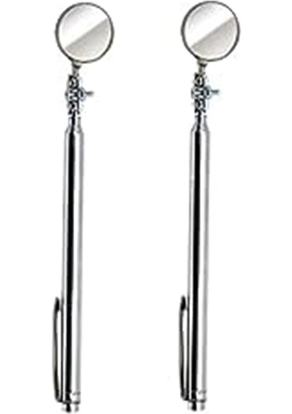 Dairesel Teleskopik Cep Muayene Aynası, 30MM Çap, 4-1/2 Inç - 18 Inç Uzatılmış Sap Uzunluğu (2'li Paket) (Yurt Dışından)