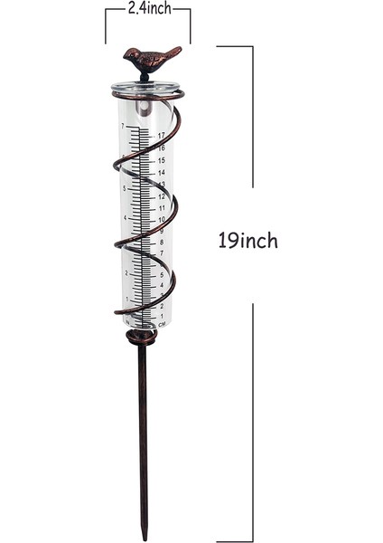 Kapasiteli Cam Spiral Yağmur Ölçer, Dökme Demir Kuş Asılı Yağmur Ölçer, Metal Çerçeve ile Bahçe Yağmur Suyu Sayacı Ölçümü (Yurt Dışından) modelleri