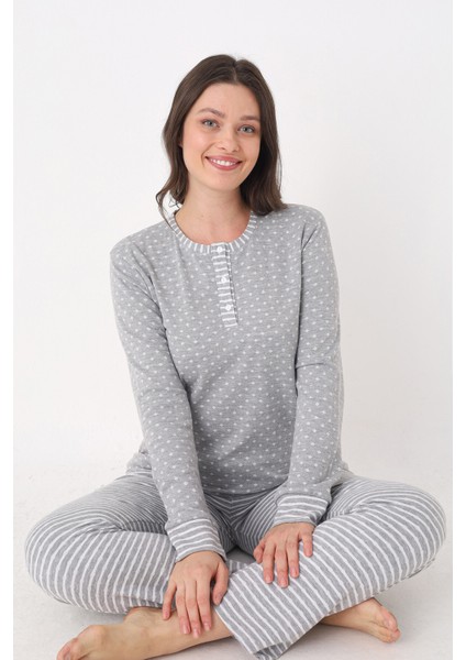 Gri Patlı Pijama Takımı