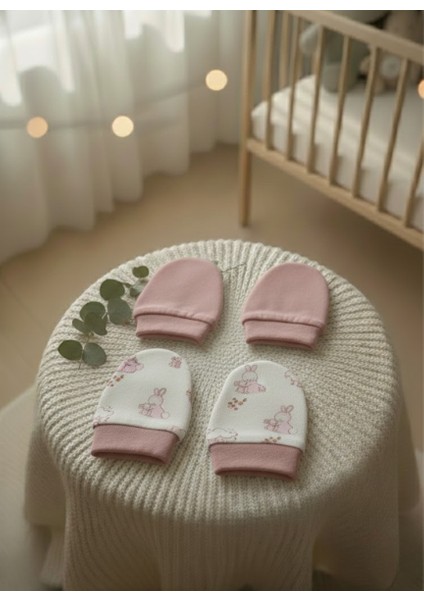 %100 Pamuklu 2'li Eldiven Seti - Pembe / Tavşanlı fırsatları
