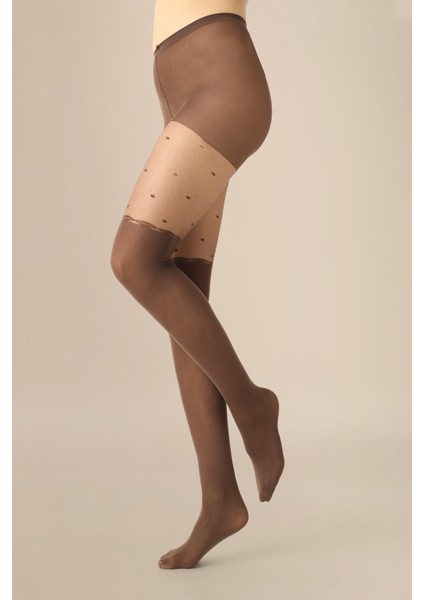 Kakao Puantiye Detaylı Şeffaf Külotlu Çorap fiyatları