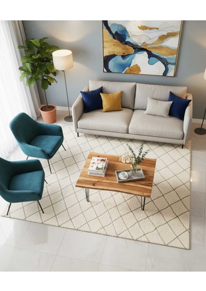 Ceviz Ağacından El Yapımı Ahşap Tekli Dikdörtgen Orta Sehpa -88*68 cm - Yükseklik 53 cm