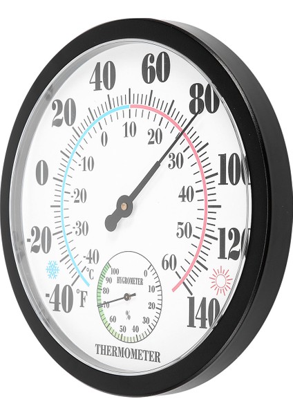 Iç Mekan Dış Mekan Termometresi Bahçe Duvarı Veranda Hava Termometresi Higrometre, Büyük Çapı 10 Numara (Siyah) (Yurt Dışından) modelleri