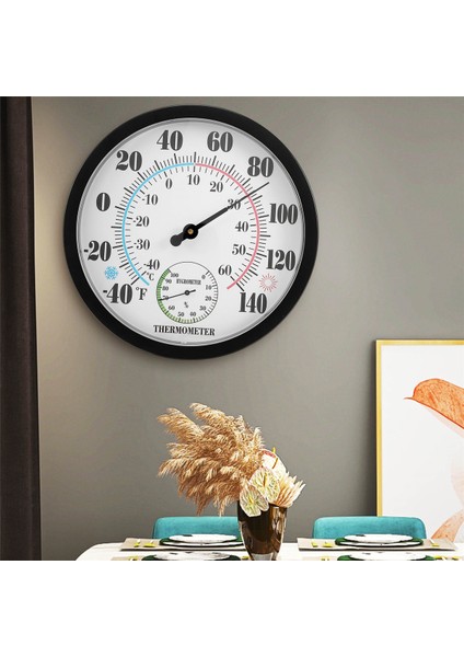 Iç Mekan Dış Mekan Termometresi Bahçe Duvarı Veranda Hava Termometresi Higrometre, Büyük Çapı 10 Numara (Siyah) (Yurt Dışından) indirimleri
