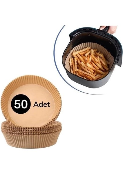 50 Adet Air Fryer Pişirme Kağıdı Tek Kullanımlık Hava Fritöz Yağ Geçirmez Yapışmaz Tabak