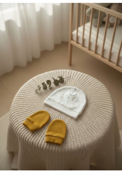 %100 Pamuklu Şapka - Eldiven Seti - Yıldızlar modelleri