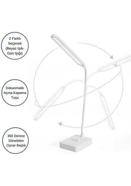 Ince Uzun Usbli Dokunmatik 3 Kademeli 360 Derece Özel Göz Korumalı LED Lityum Masa Lambası modelleri