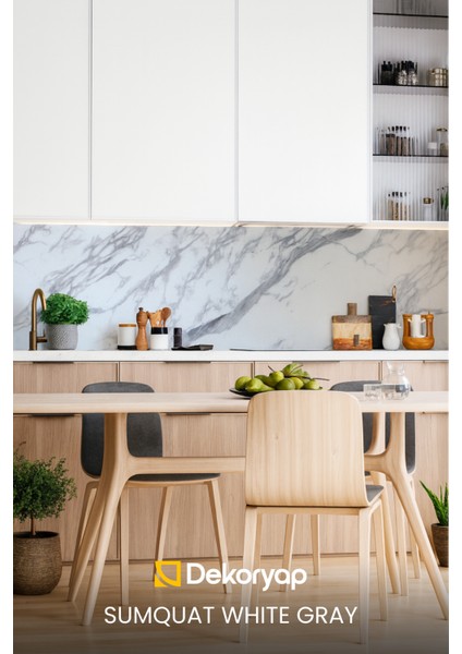 2'li Mermer Desenli Mutfak Duvar Kaplama Pvc Panel 61X244 cm fiyatları