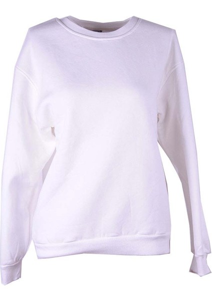3 Ip Şardonlu O Yaka Ekru Kadın Sweatshirt 26KDT1000008