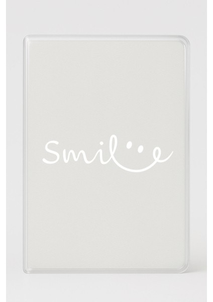 Şeffaf Pasaport Kılıfı Kalın Mikron Kart Bölmeli Desenli Pasaport Kabı - Smile