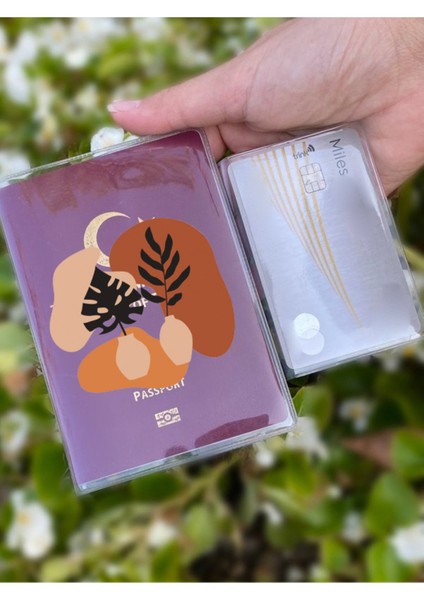 Mini Palmiye Desenli Universal Şeffaf Pasaport Kılıfı Model Tüm Ülke Pasaportlarına Uygun