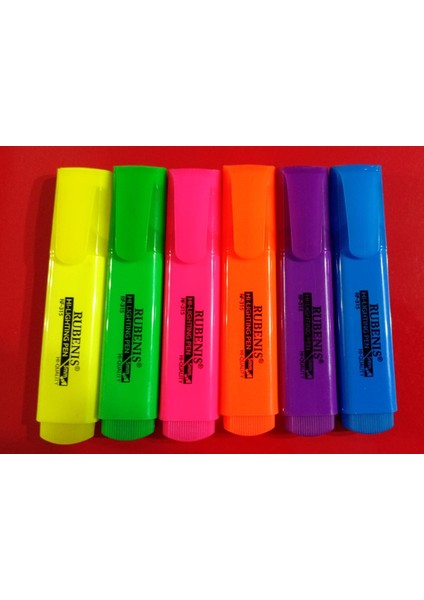 6’lı Fosforlu Kalem Seti — Neon Renkler